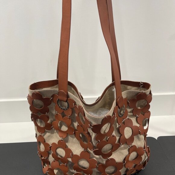 Celine Hemp Floral Leather Tote (133122) - Picture 1 of 8
